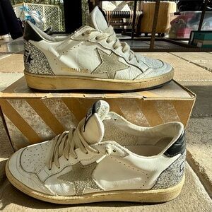 Golden Goose Ballstar Sneakers White/Glitter EU38 100% authentic. Lightly worn